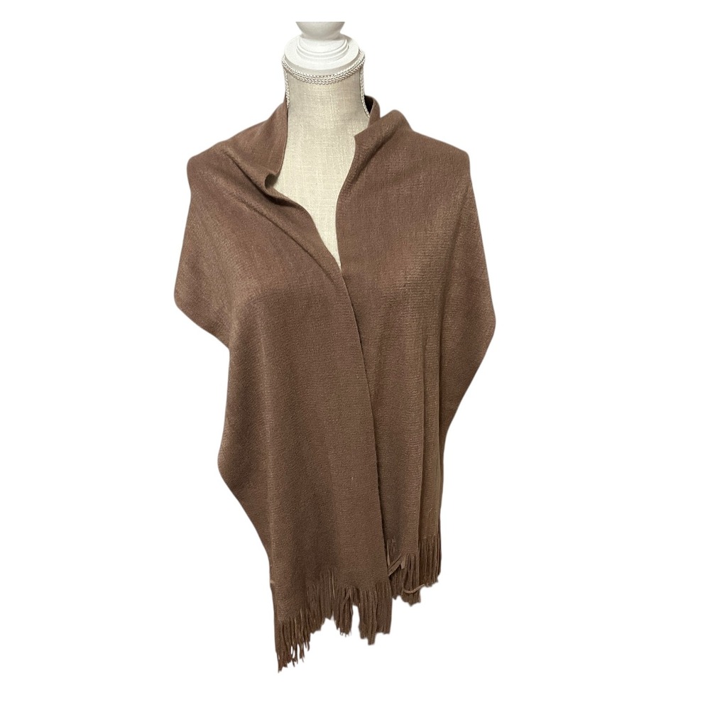 Merona Women Brown Acrylic Fringe Shawl Wrap Scarf
